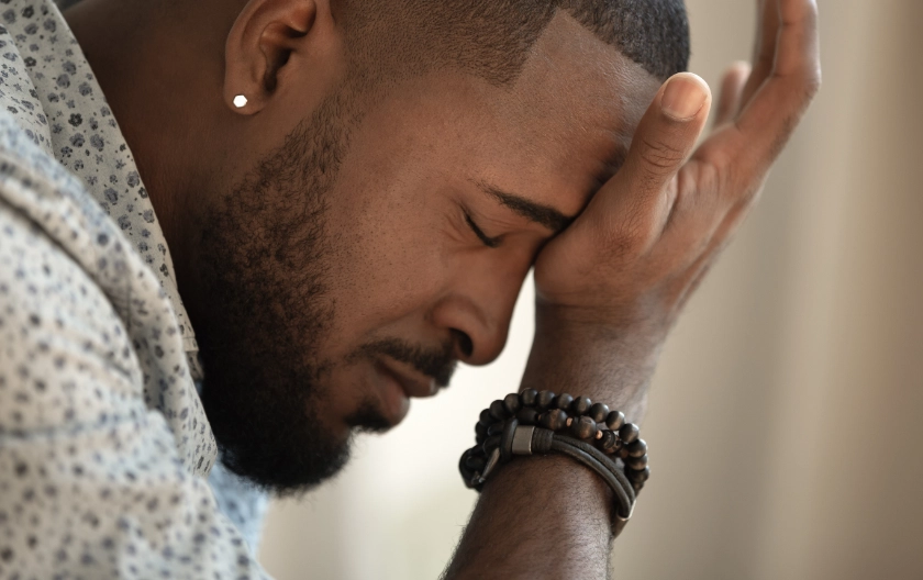 adult showing emotional signs of anxiety such as irritability and chronic worry